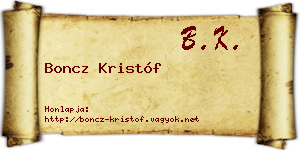 Boncz Kristóf névjegykártya